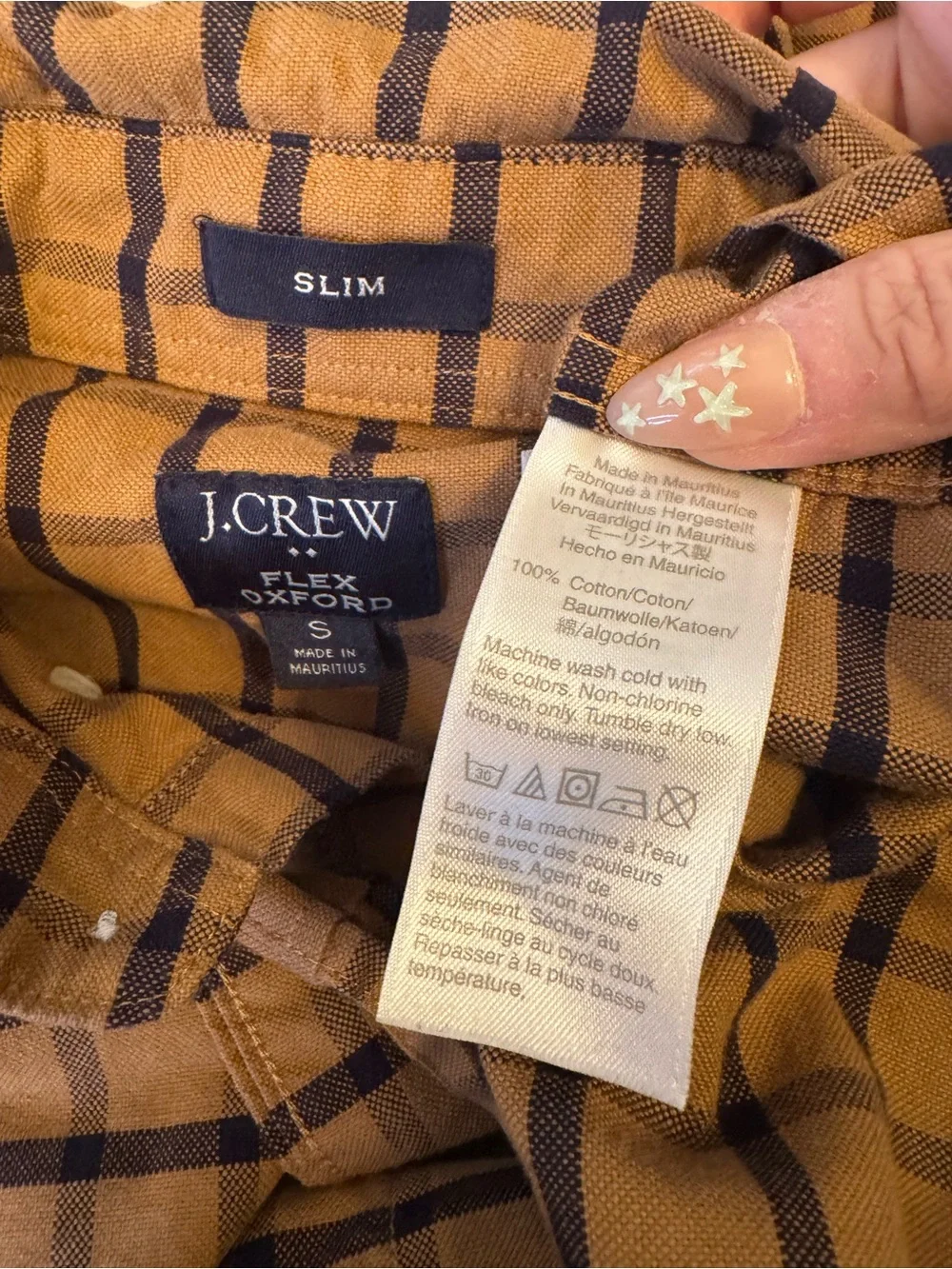 J. Crew Men's Tan and Black Plaid Button-Down Shirt